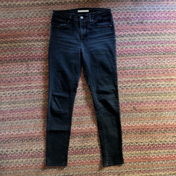 LEVIS 721 BLACK HIGH RISE STRETCH SKINNY JEANS - Picture 1 of 7